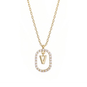 Adornia 14k Gold Plated Floating Letter CZ Frame Necklace - 1 of 2