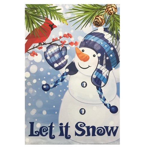 Morigins Smile Snowman Dancing with Cardinals Outdoor Yard Decorative Happy Winter Christmas House Flag 28x40 inch