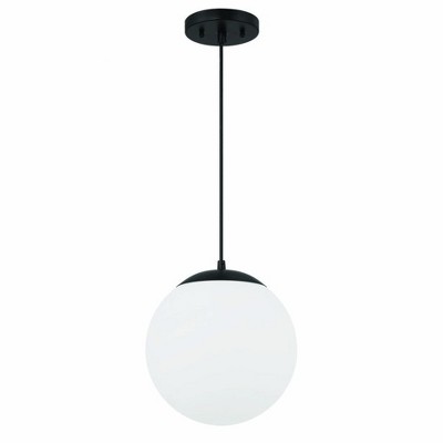 Flat Black and White Glass Globe Pendant Light