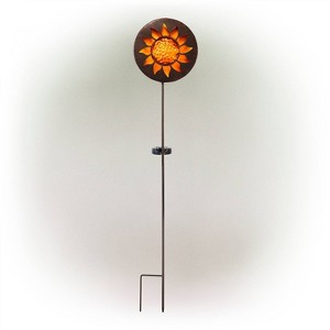 40" Solar Sun Metal Garden Stake with LED Lights Yellow - Alpine Corporation: Durable, Weatherproof Outdoor Decor - 1 of 4