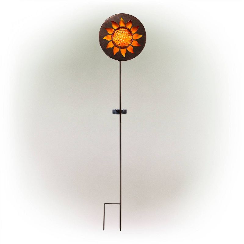 40&#34; Solar Sun Metal Garden Stake with LED Lights Yellow - Alpine Corporation, 1 of 7