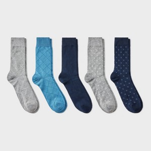 Men's 5pk Dress Socks - Goodfellow & Co Heather Gray/Navy/Blue 7-12