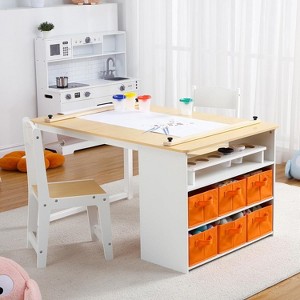 Jojoka 4 In 1 Kids Art Table and Chair Set,Toddler Craft Large Storage Desk With Portable Art Supply Organizer - 1 of 4