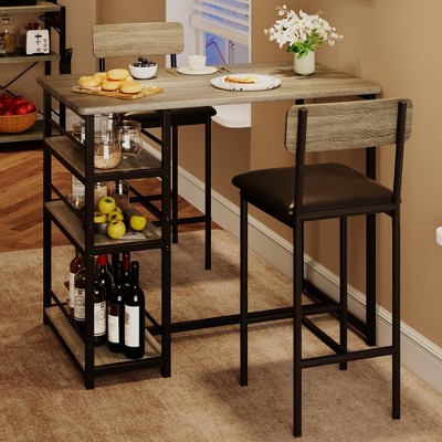 Dining Table Set for 2, Kitchen Table and Chairs for 2 with Upholstered Chairs, 3 Piece Counter Height Bar Kitchen Table Set