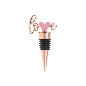 Unique Bargains Bottle Stoppers Heart with "Love" Zinc Alloy PTR Rose 3.54"x1.77"x0.79" 1 Pc - 1 of 3