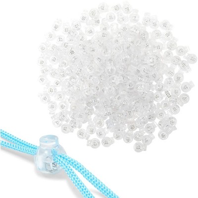 Okuna Outpost 200 Piece Clear Silicone Cord Locks for Drawstrings Elastic, Single Hole Toggle Stoppers, 0.9 x 0.7 x 0.3"