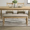 Roundhill Furniture Verta Solid Wood Upholstered Dining Bench, Light Oak Finish - 2 of 4