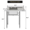 Coucheta Stainless Steel Utility Sink, 36x21 Inch Single Bowl Commercial Kitchen Sink with Countertop & Storage Shelf, Freestanding Laundry Tub - 3 of 4