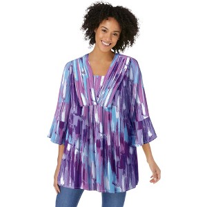 Woman Within Plus Size Bell-Sleeve V-Neck Tunic - 1 of 4