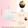 Unique Bargains 2 Tier Dessert Cupcake Stand Flower Shape Cup Cake Holder Tower White Silver Tone - 2 of 4
