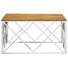 vidaXL Coffee Table Accent Side End Table for Living Room Stainless Steel - Silver and Light Brown Wood - 2 of 4