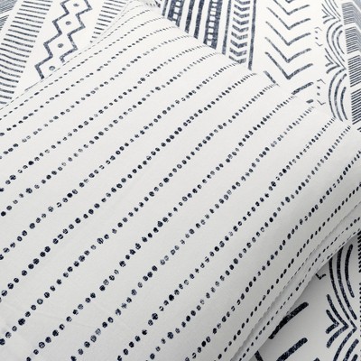 Hygge Geo Navy and White Cotton King Duvet Set