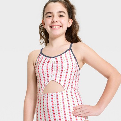 Art Class Girls' Lemons and Flowers One Piece Swimsuit - art class™ Cream M — фото 3
