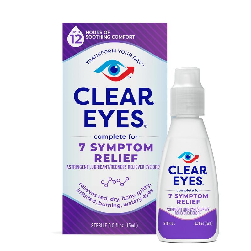 Clear Eyes Complete 7 Symptom Relief Eye Drops, Multi-Symptom Relief - 0.5 fl oz, 3 of 10