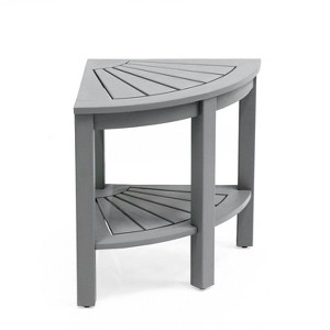JONATHAN Y Maris 18" Classic Coastal Solid Acacia Wood Indoor/Outdoor Corner Shower Bench with Shelf - 1 of 4