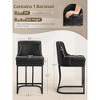 Bar Stools Set of 2, Modern Counter Height Bar Stools with Backrest Faux Leather Double Upholstered Barstools with Metal Frames for Kitchen Island - 2 of 3