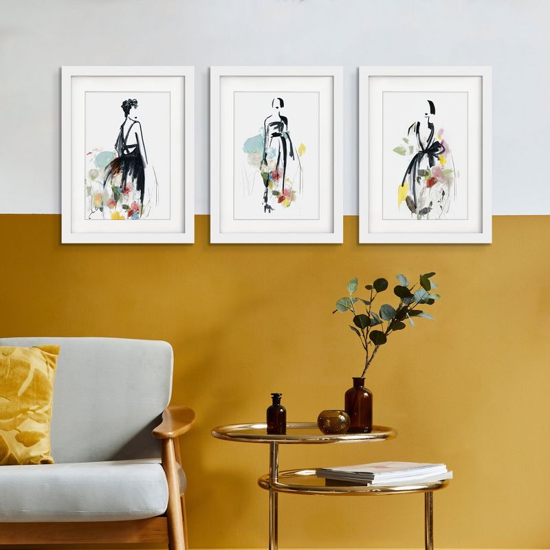 Americanflat Modern Minimalist (Set Of 3) Fashion Flowers By Aimee Wilson Framed Triptych Wall Art Set, 3 of 5