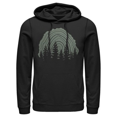 Men's Lost Gods Tree Stump Forest Silloutte Pull Over Hoodie - Black ...