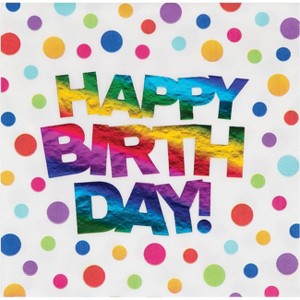 48ct Rainbow Print "Happy Birthday" Napkins - 1 of 3