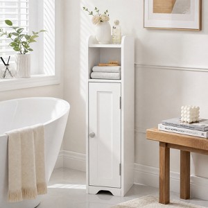 Slim Corner Bathroom Storage Cabinet with 1 Door and Adjustable Shelves ...