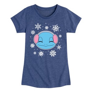 Girls' - Pokémon - Squirtle And Snowflakes Fitted Short Sleeve Graphic T-Shirt - 1 of 4