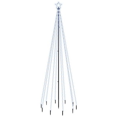 vidaXL LED Christmas Tree with Spike - Cold White, 310 LEDs, 10 ft High, 8 Lighting Effects