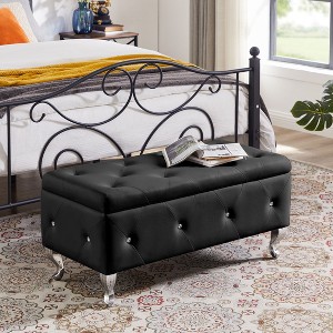 XIYUYEU Storage Bench Ottoman with Storage Flip Top Safety Hinge Bed End Stool for Bedroom and Entryway - 1 of 4