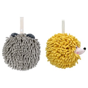 REGALWOVEN Fuzzy Cute Cartoon Decorative Hand Drying Hanging Ball Hand Towels 7" x 7" 2 Pcs - 1 of 4