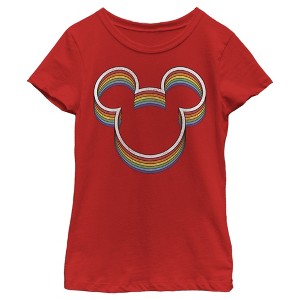 Girl's Disney Mickey Mouse Rainbow Silhouette T-Shirt - 1 of 4