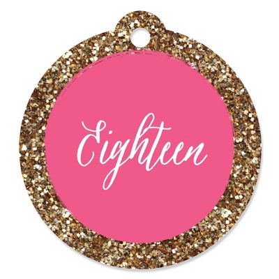 Big Dot of Happiness Chic 18th Birthday - Pink and Gold - Birthday Party Favor Gift Tags (Set of 20)