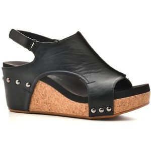 Corkys Boutique Womens Carley Faux Leather Wedge Heel Sandals - 1 of 4