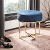 Angelea Round Ottoman - OTT6201 - Navy/Brass - Safavieh - 2 of 4