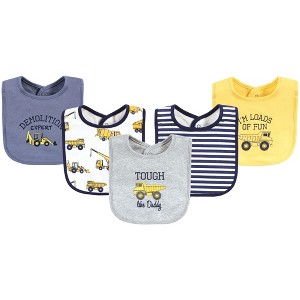 Hudson Baby Infant Boy Cotton Bibs, Construction, One Size - 1 of 4