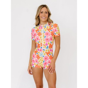 Artsy Floral Rash Guard One-Piece - 1 of 4