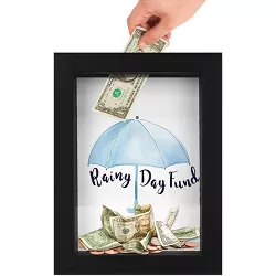 Americanflat Decorative Shadow Box Frame Rainy Day Fund in Black with Polished Glass for Wall and Tabletop - 5" x 7"