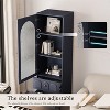 ORRD 63" Tall Storage Cabinet with Glass Door & Drawers, Dark Blue - 4 of 4