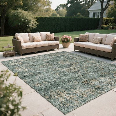IHOMEADORE Indoor and Outdoor 7ft x 5ft Vintage  Machine Washable Area Rug Pet Friendly