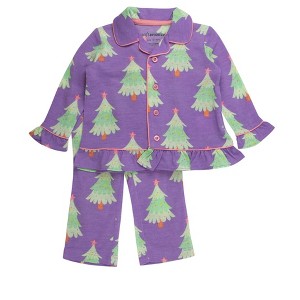 RuffleButts Toddler Girls Holiday Ruffle Flare Pajama Set - 1 of 4