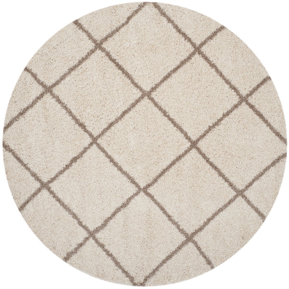 7' Hudson Shag Round Area Rug Ivory/Beige - Safavieh