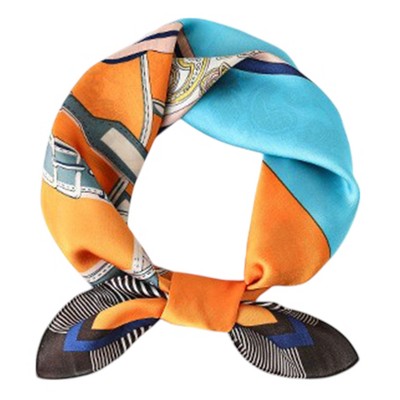 Anna-Kaci Colorful Boho Patterned Satin Scarf with Abstract Print for Neck Hair or Handbag Styling - Yellow