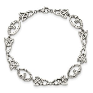 Chisel Stainless Steel Polished 7.75" Claddagh and Trinity Knot Bracelet - 1 of 4