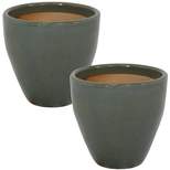 Sunnydaze Resort High-Fired Outdoor/Indoor Glazed UV- and Frost-Resistant Ceramic Planters with Drainage Holes - 2-Pack