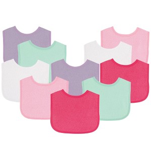 Luvable Friends Baby Girl Cotton Terry Bibs 10pk, Girl Solid Mint, One Size - 1 of 1