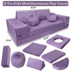 Kids Couch, 12 Pcs Kids Sofa, Toddler Sofa Moudlar Kids Play Couch, Sectional Sofa Convertible Foam Couch - 1 of 4