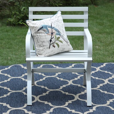 Outdoor Single Seat Steel Bench - White - Captiva Designs