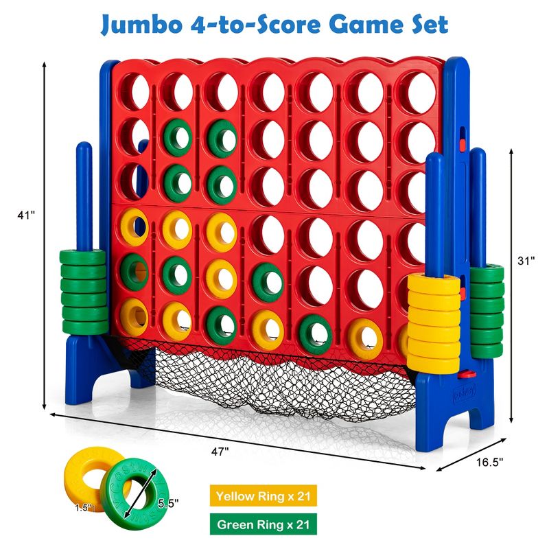 Costway 4-to-Score Giant Game Set 4-in-a-Row Connect Game W/Net Storage for Kids & Adult, 3 of 11