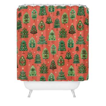 Pimlada Phuapradit Christmas Trees Shower Curtain Red - Deny Designs