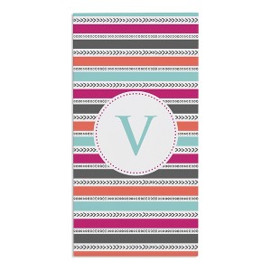 Personalization Mall Hot Pink Pattern Initial Beach Towel - 1 of 2