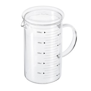 Unique Bargains Borosilicate Glass Scale Measure Cups with Glass Lid and V-Shaped Spout - 1 of 4