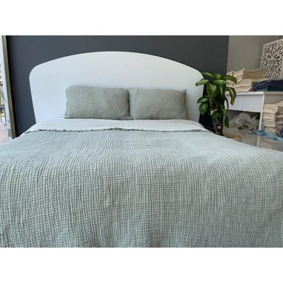 Sussex Home Muslin Blanket 4 Layers, Soft Bedspread, 100% Turkish Cotton Muslin Bed Cover, Reversible Coverlet, Green, 91x95, Queen Size — фото 3